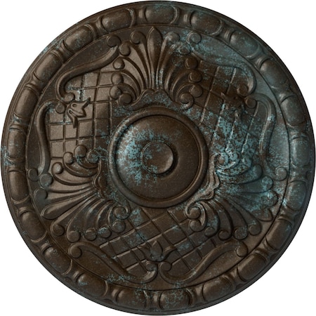 Ekena Millwork Amelia Ceiling Medallion (Fits Canopies up to 4 1/8"), 15 3/4"OD x 5/8"P, Bronze Blue Patina CM16AMBBS